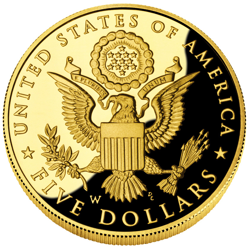 2008 Bald Eagle Commemorative Gold Five Dollar Proof Reverse