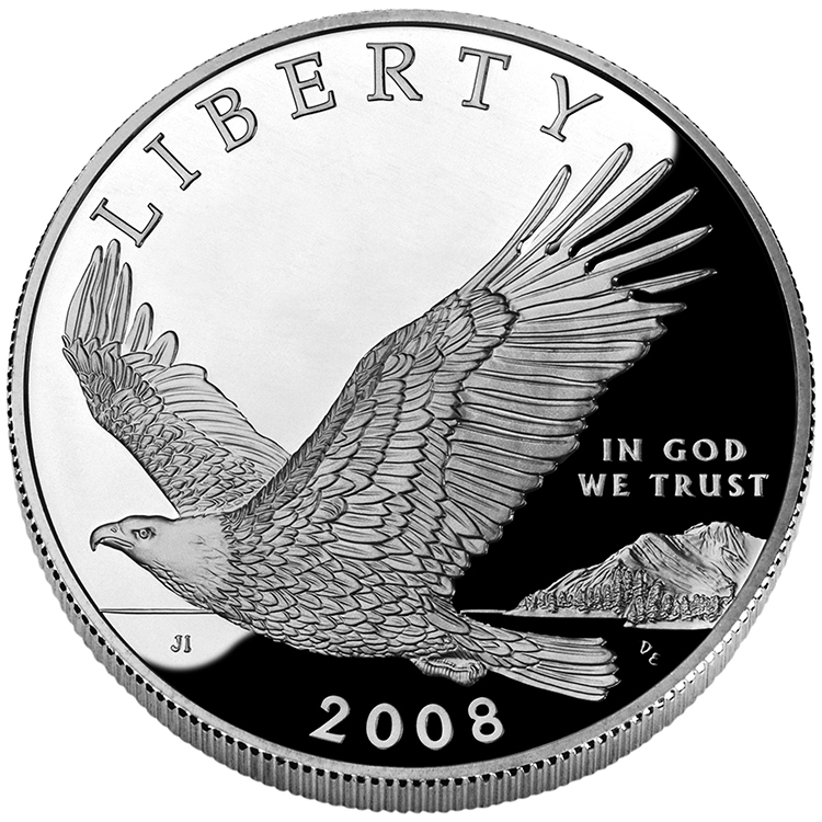 2008 Bald Eagle Commemorative Silver One Dollar Proof Obverse