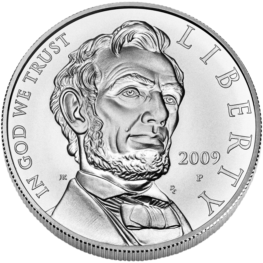 2009 Abraham Lincoln Commemorative Silver One Dollar Uncirculated Obverse