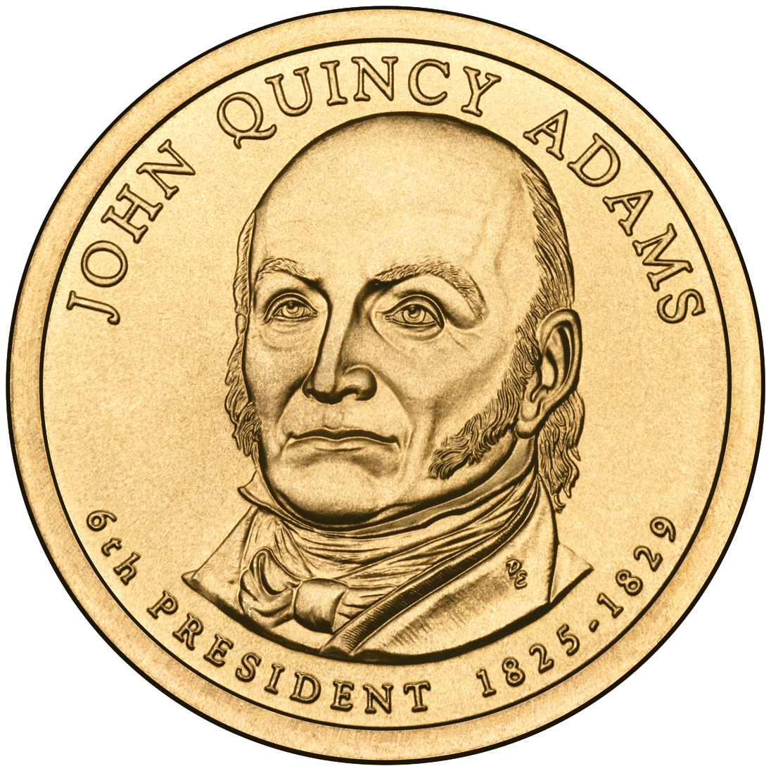 2008 Presidential Dollar Coin John Quincy Adams Uncirculated Obverse